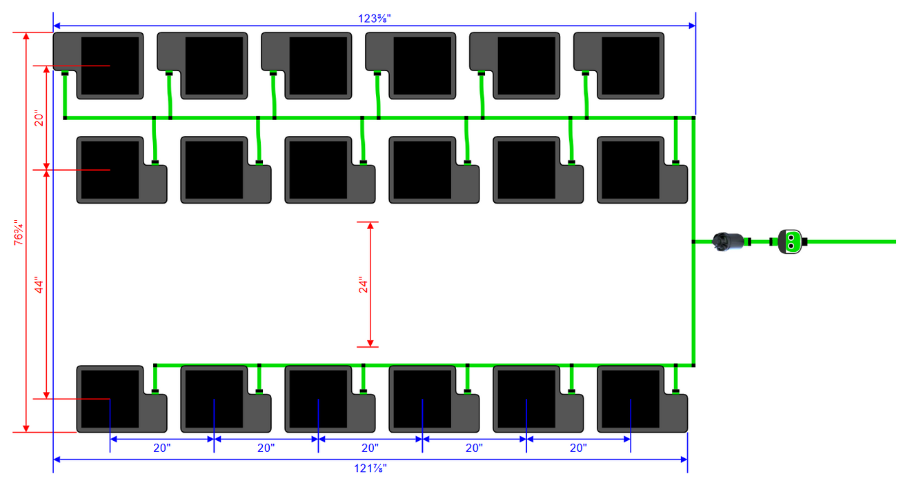 Alien Hydroponics EasyFeed 18 Pot 3 Row Kit