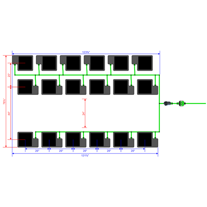 Alien Hydroponics EasyFeed 18 Pot 3 Row Kit
