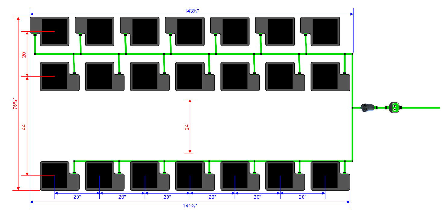 Alien Hydroponics EasyFeed 21 Pot 3 Row Kit