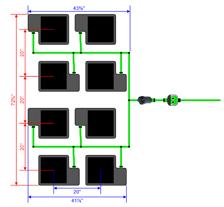 Alien Hydroponics EasyFeed 8 Pot 4 Row Kit