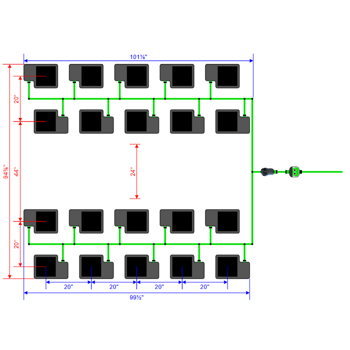 Alien Hydroponics EasyFeed 20 Pot 4 Row Kit