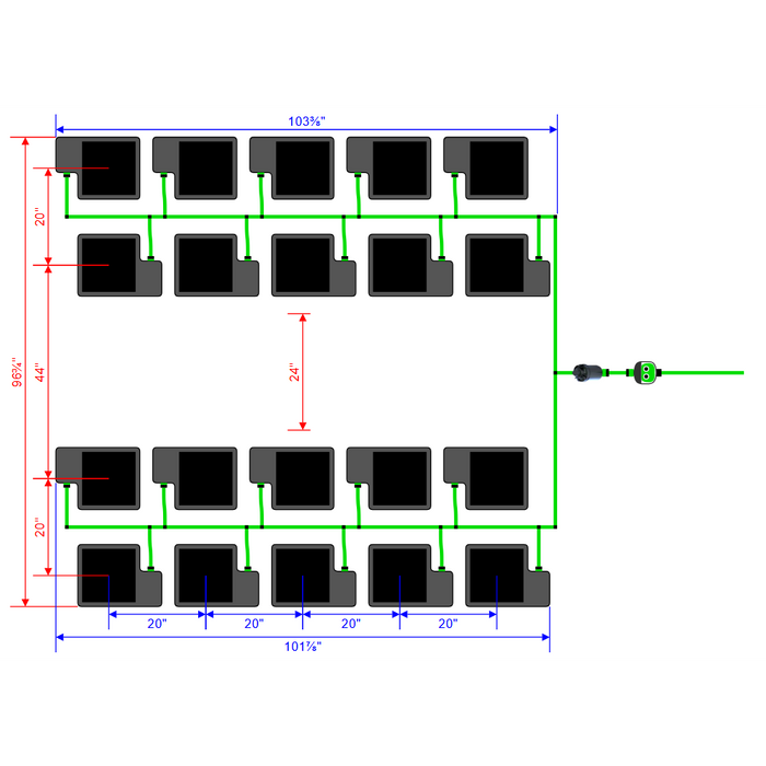 Alien Hydroponics EasyFeed 20 Pot 4 Row Kit