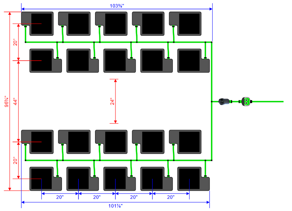 Alien Hydroponics EasyFeed 20 Pot 4 Row Kit