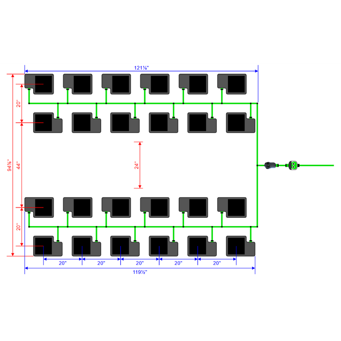 Alien Hydroponics EasyFeed 24 Pot 4 Row Kit