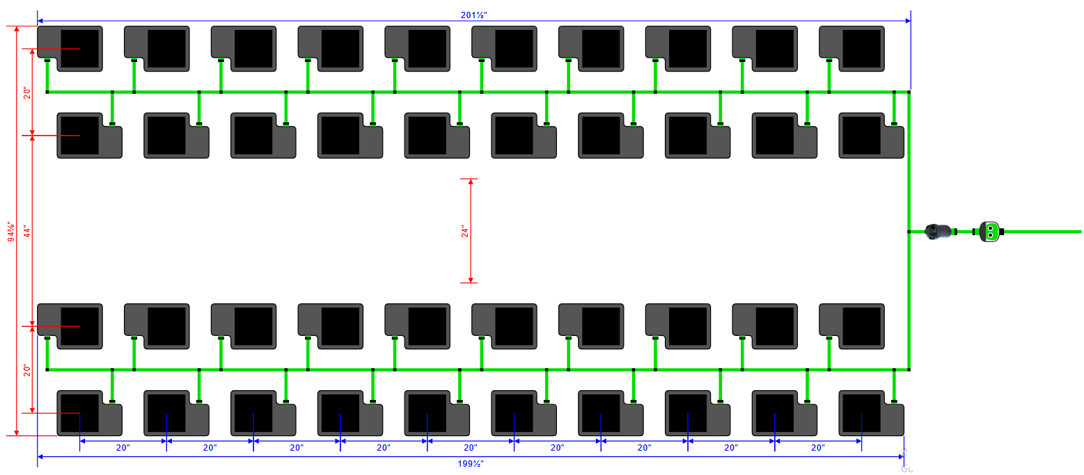 Alien Hydroponics EasyFeed 40 Pot 4 Row Kit