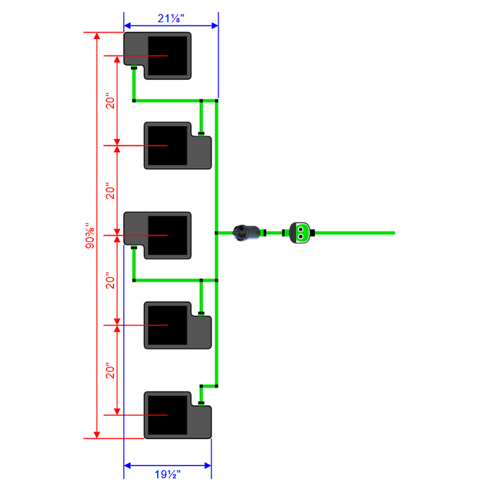 Alien Hydroponics EasyFeed 5 Pot 5 Row Kit