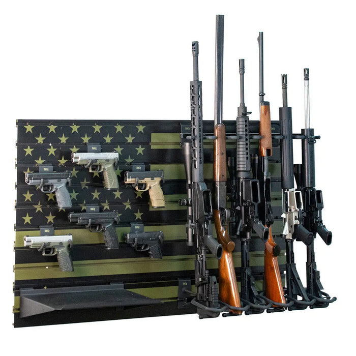 Hold Up Displays HD93-GF American Flag Gun Wall, Olive Drab Green