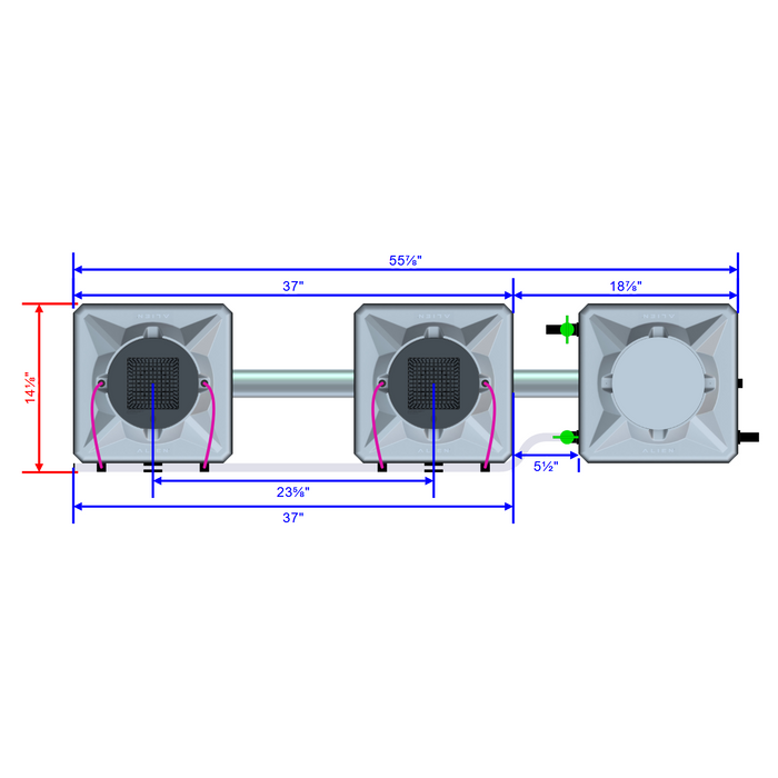 Alien Hydroponics AERO 2 Pot 1 Row Kit