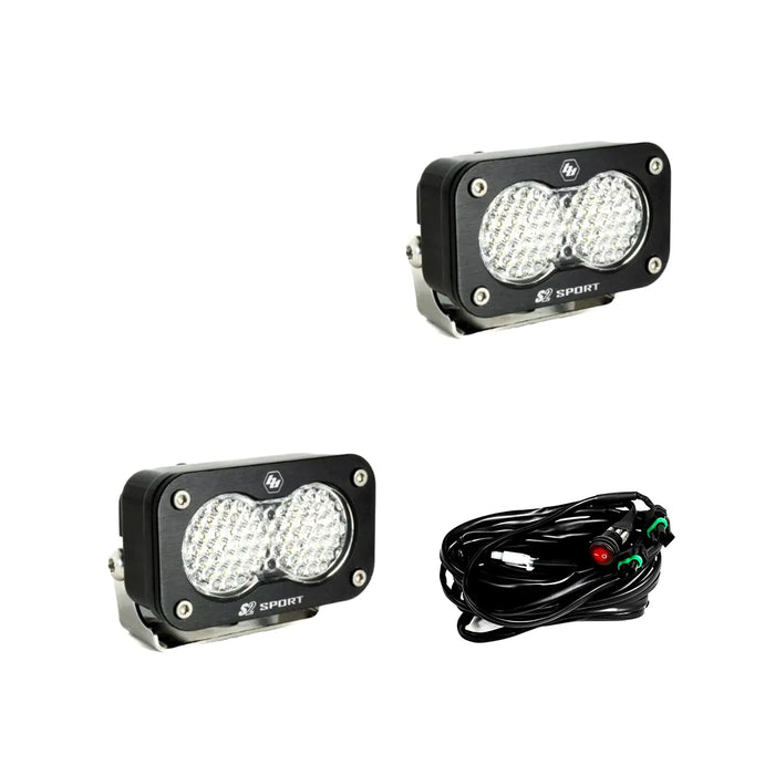 Leitner Designs BAJA DESIGNS - S2 Sport Black LED Auxiliary Light Pod Pair - Work/Scene - CLEAR