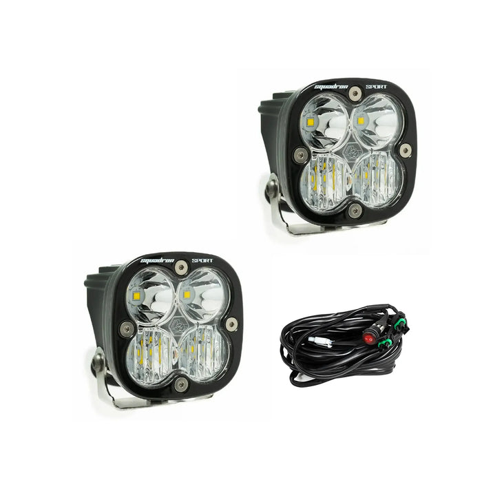 Leitner Designs BAJA DESIGNS - Squadron Sport Black LED Auxiliary Light Pod Pair - Driving Combo - CLEAR