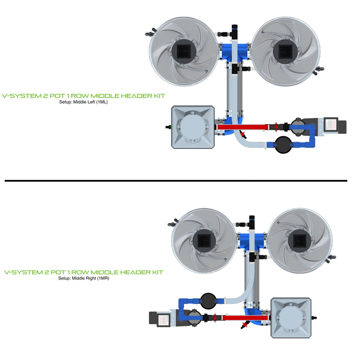 Alien Hydroponics V-SYSTEM 2 Pot 1 Row Kit