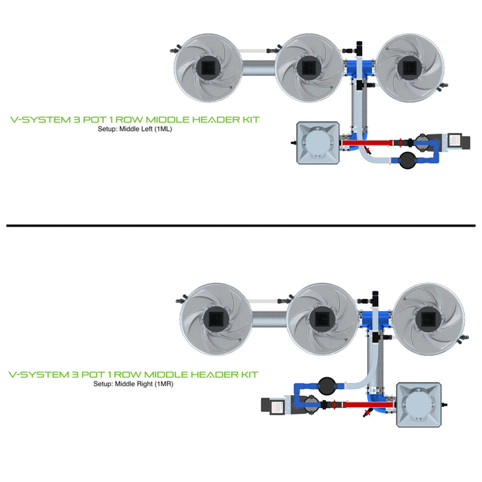 Alien Hydroponics V-SYSTEM 3 Pot 1 Row Kit