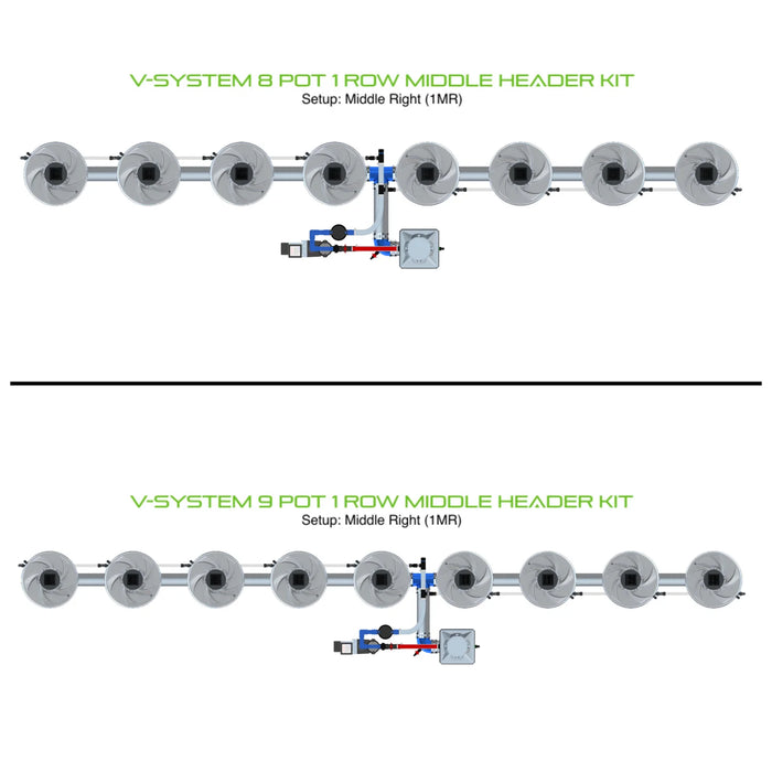 Alien Hydroponics V-SYSTEM 8 Pot 1 Row Kit