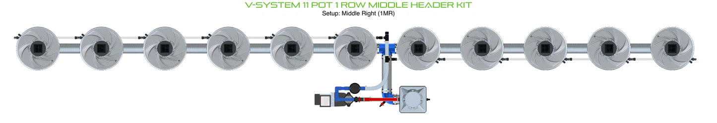 Alien Hydroponics V-SYSTEM 11 Pot 1 Row Kit