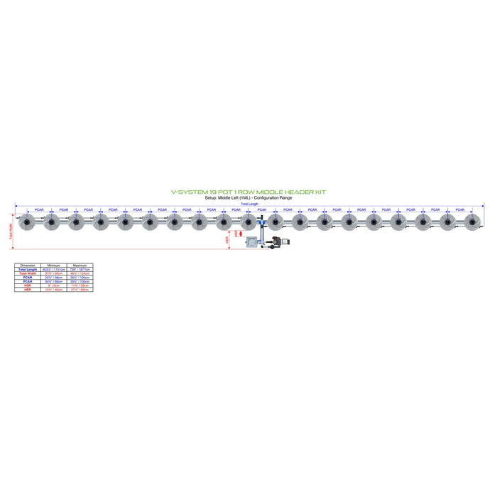 Alien Hydroponics V-SYSTEM 19 Pot 1 Row Kit