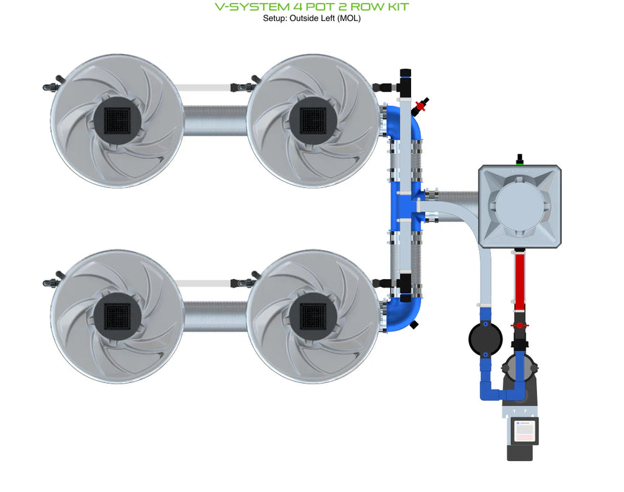 Alien Hydroponics V-SYSTEM 4 Pot 2 Row Kit