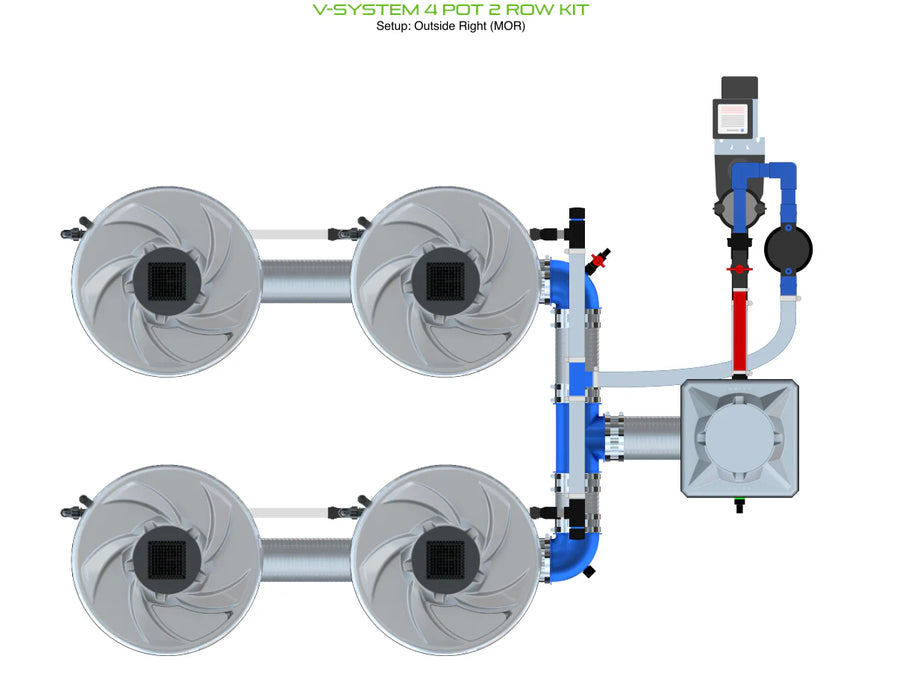 Alien Hydroponics V-SYSTEM 4 Pot 2 Row Kit