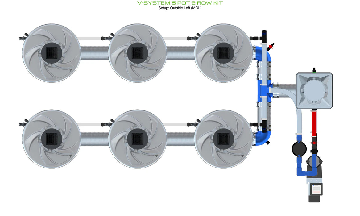 Alien Hydroponics V-SYSTEM 6 Pot 2 Row Kit