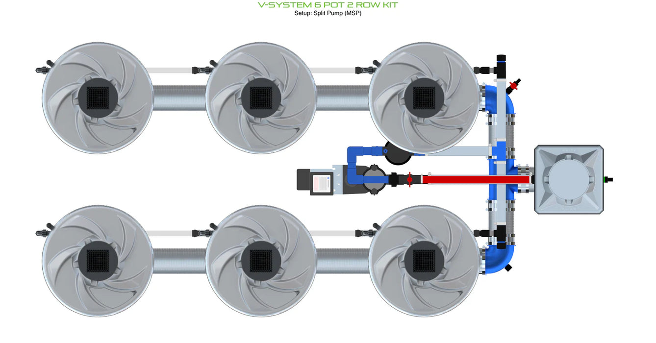 Alien Hydroponics V-SYSTEM 6 Pot 2 Row Kit