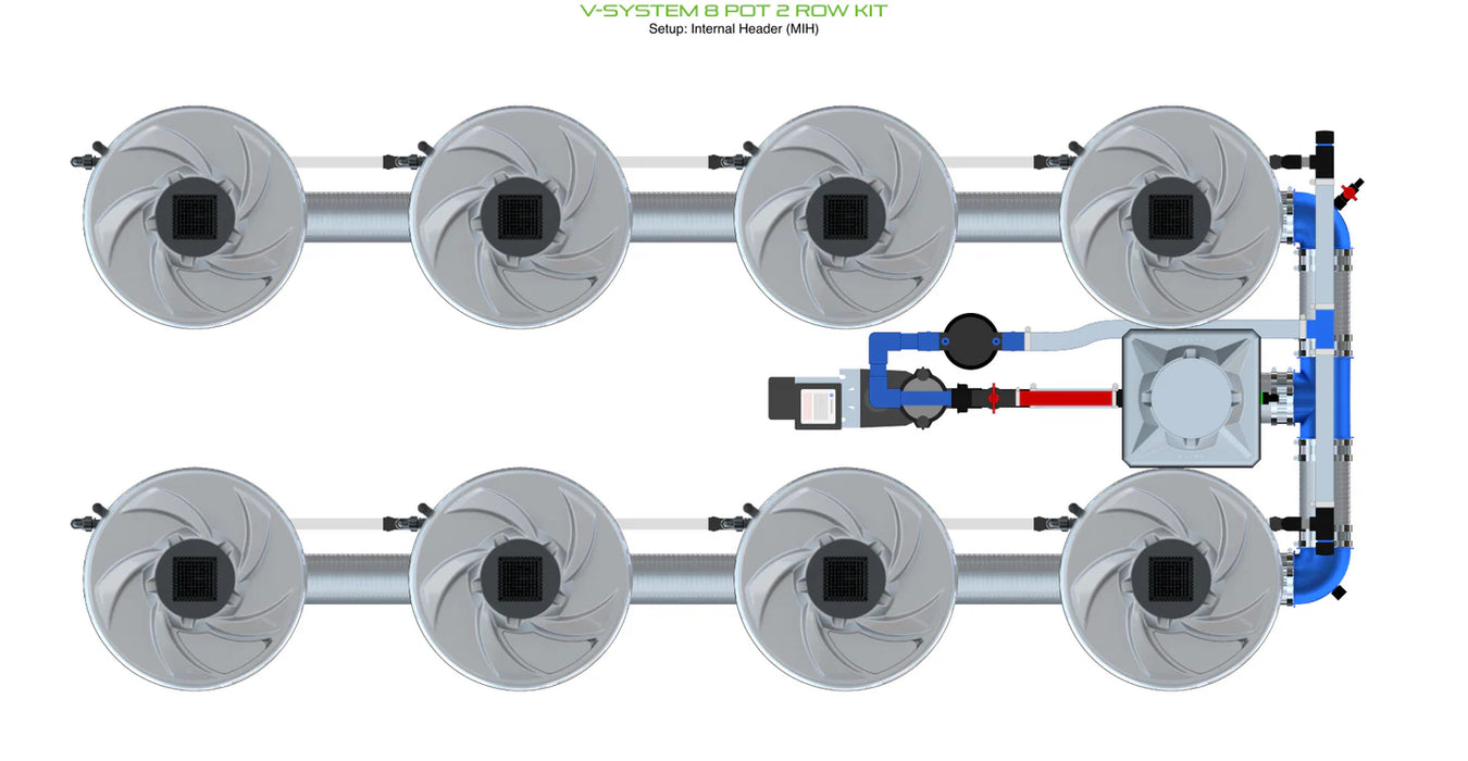 Alien Hydroponics V-SYSTEM 8 Pot 2 Row Kit