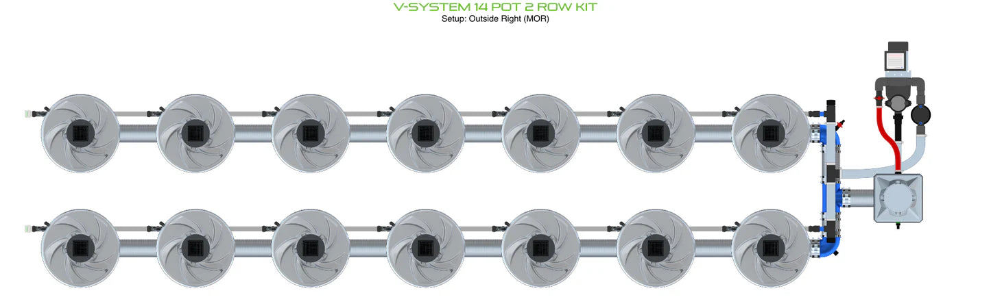 Alien Hydroponics V-SYSTEM 14 Pot 2 Row Kit