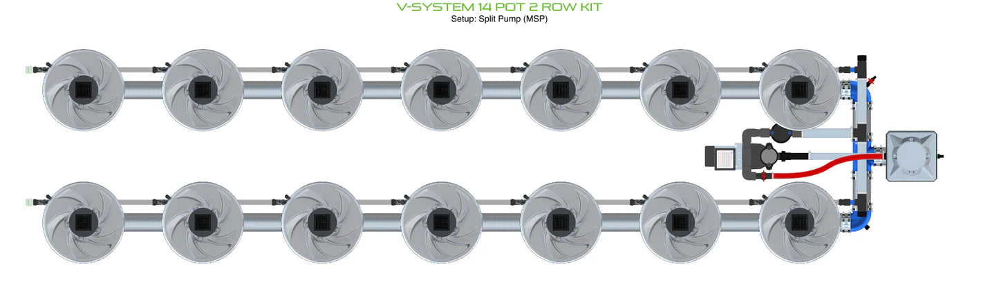 Alien Hydroponics V-SYSTEM 14 Pot 2 Row Kit