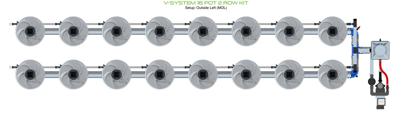 Alien Hydroponics V-SYSTEM 16 Pot 2 Row Kit