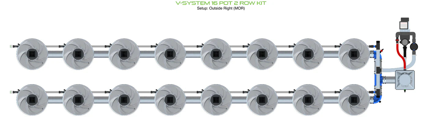 Alien Hydroponics V-SYSTEM 16 Pot 2 Row Kit