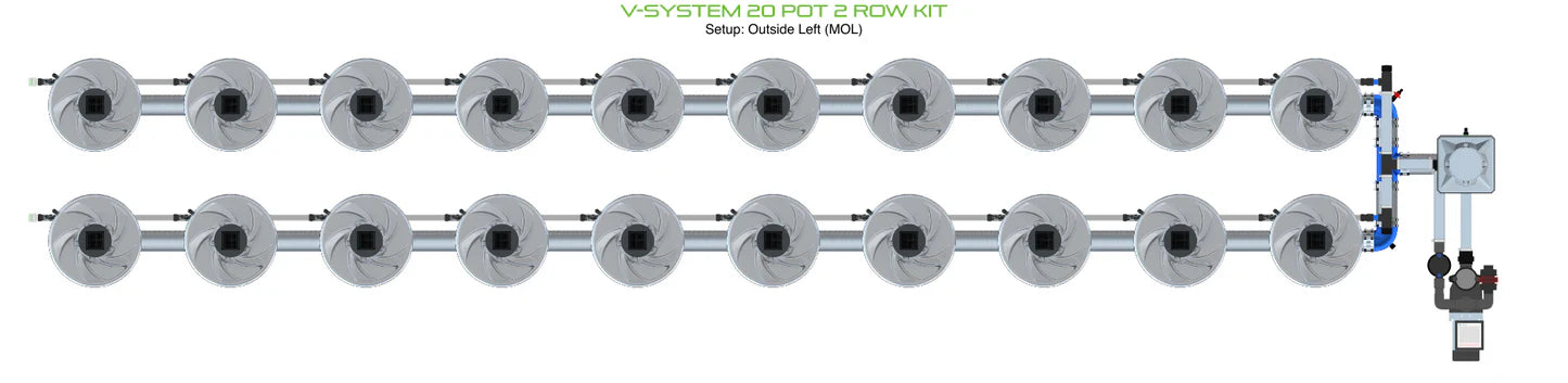 Alien Hydroponics V-SYSTEM 20 Pot 2 Row Kit