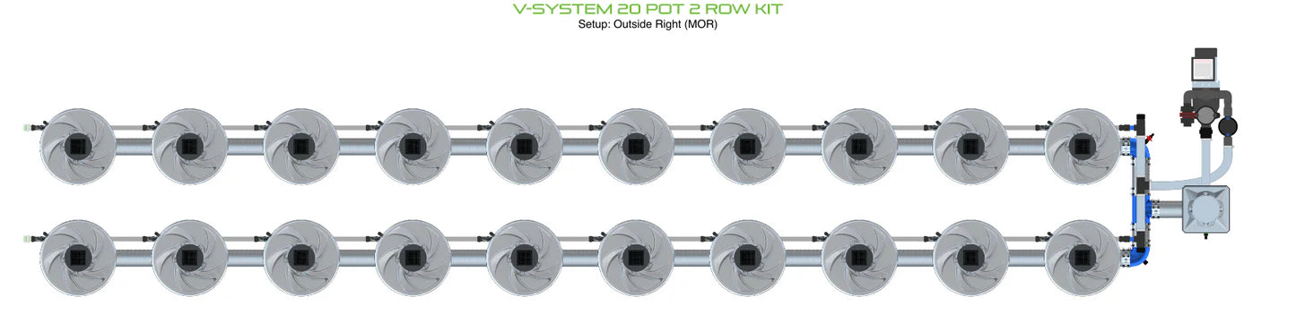 Alien Hydroponics V-SYSTEM 20 Pot 2 Row Kit