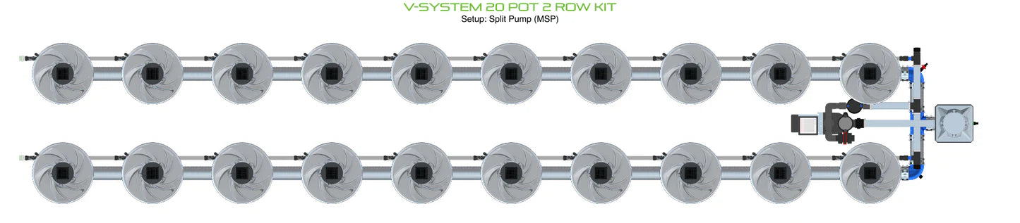 Alien Hydroponics V-SYSTEM 20 Pot 2 Row Kit