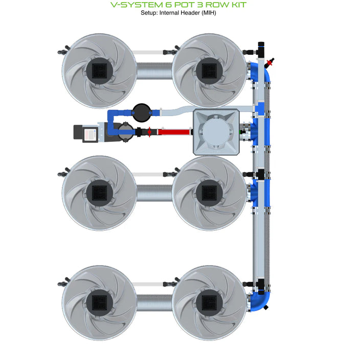 Alien Hydroponics V-SYSTEM 6 Pot 3 Row Kit