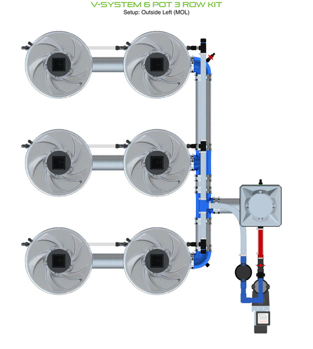 Alien Hydroponics V-SYSTEM 6 Pot 3 Row Kit