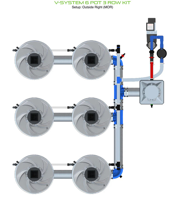 Alien Hydroponics V-SYSTEM 6 Pot 3 Row Kit