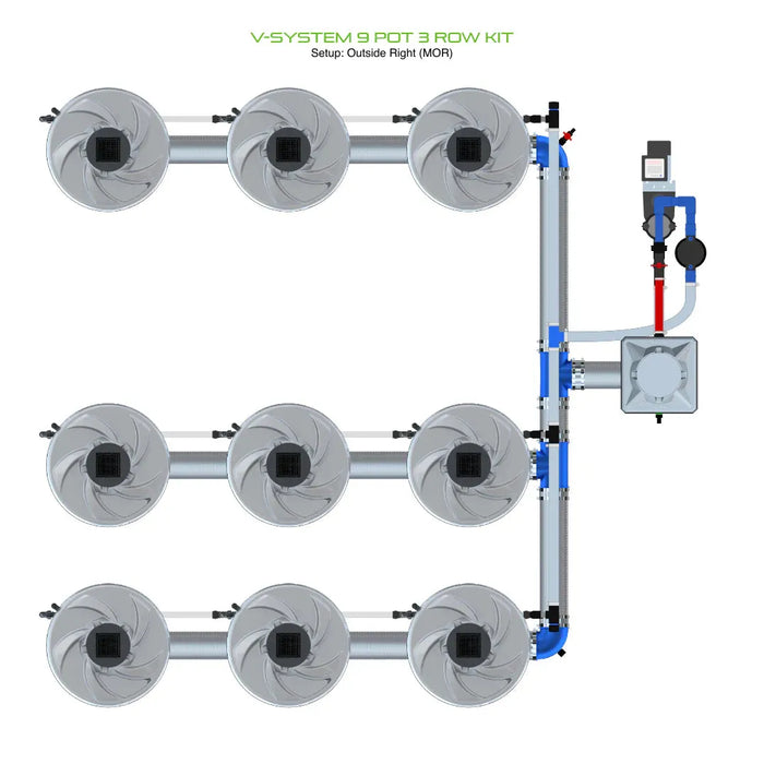 Alien Hydroponics V-SYSTEM 9 Pot 3 Row Kit