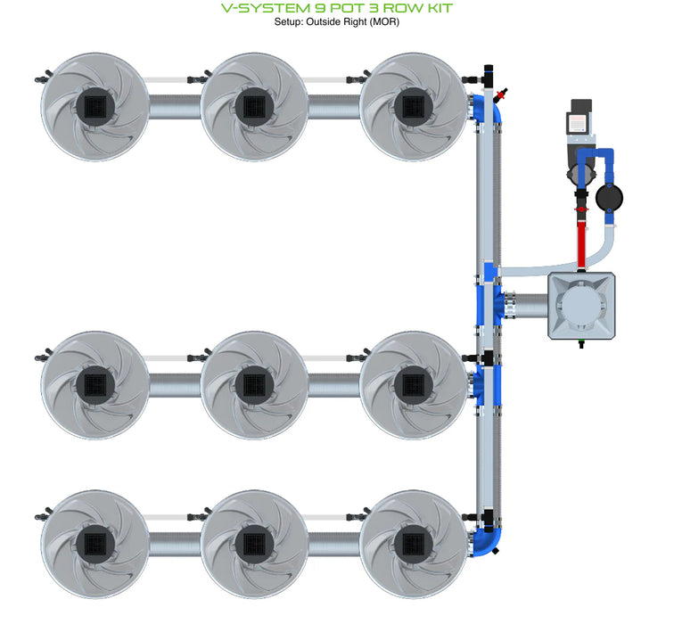 Alien Hydroponics V-SYSTEM 9 Pot 3 Row Kit