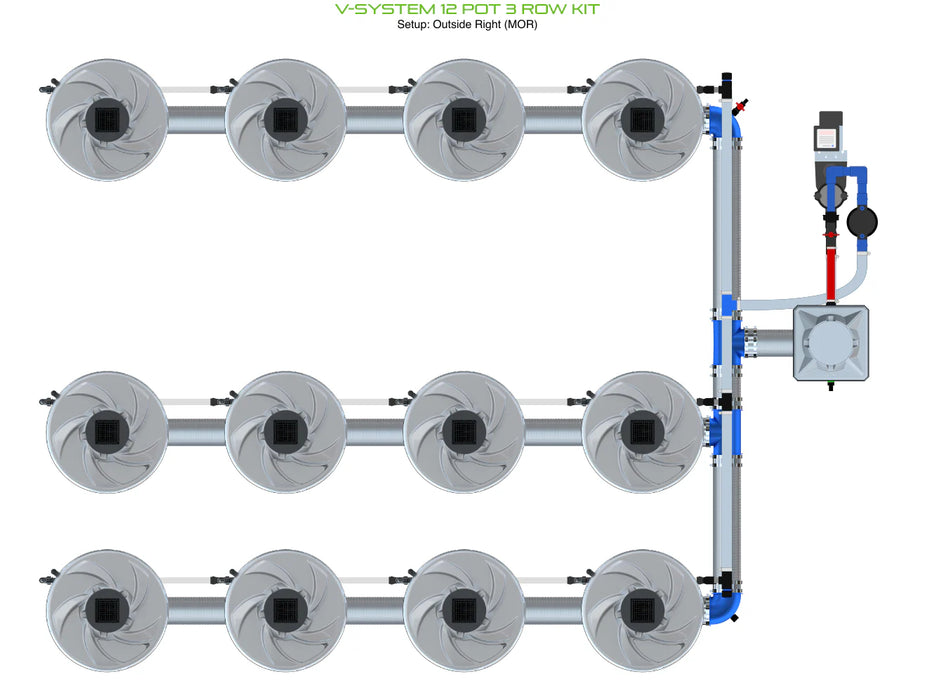 Alien Hydroponics V-SYSTEM 12 Pot 3 Row Kit