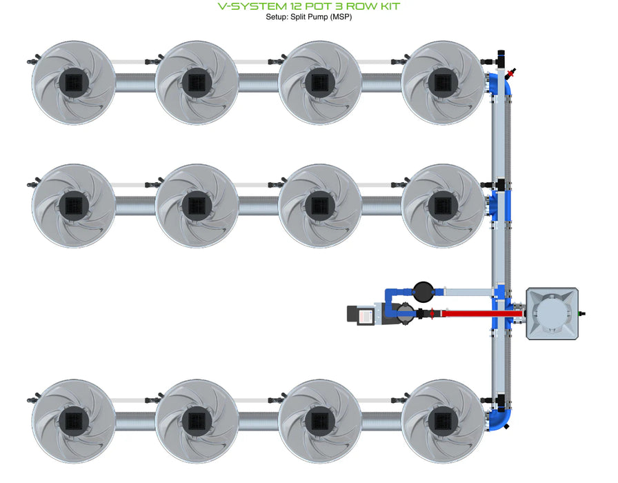 Alien Hydroponics V-SYSTEM 12 Pot 3 Row Kit