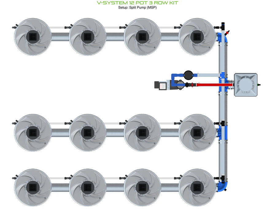 Alien Hydroponics V-SYSTEM 12 Pot 3 Row Kit