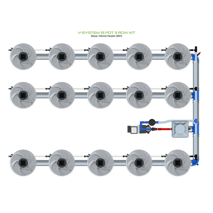 Alien Hydroponics V-SYSTEM 15 Pot 3 Row Kit