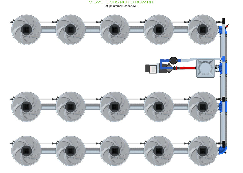 Alien Hydroponics V-SYSTEM 15 Pot 3 Row Kit