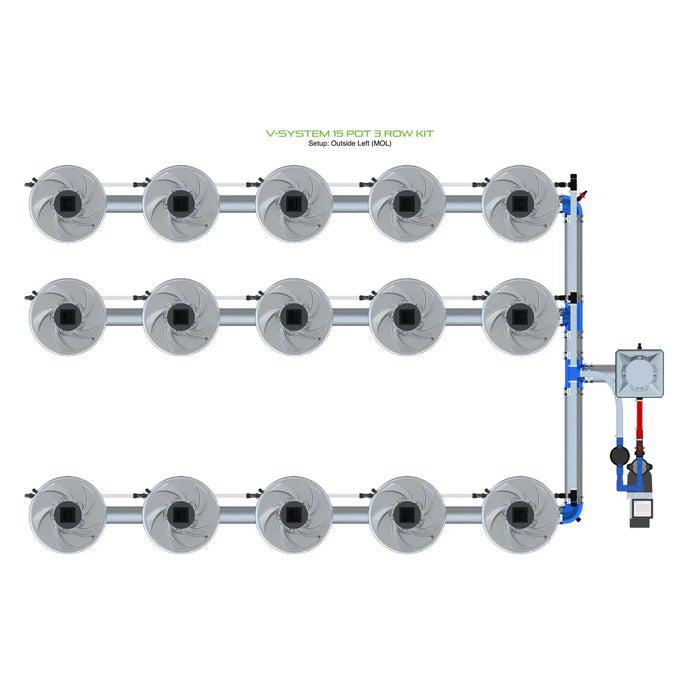 Alien Hydroponics V-SYSTEM 15 Pot 3 Row Kit