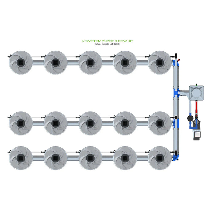 Alien Hydroponics V-SYSTEM 15 Pot 3 Row Kit