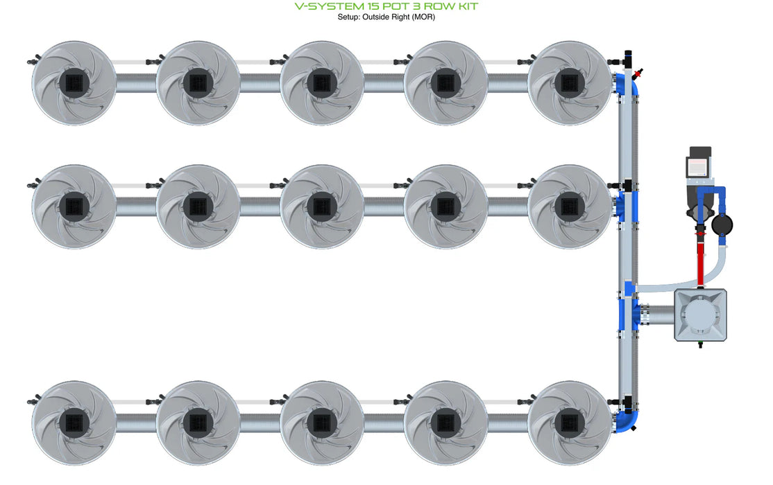 Alien Hydroponics V-SYSTEM 15 Pot 3 Row Kit