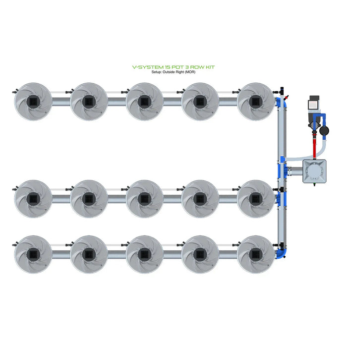 Alien Hydroponics V-SYSTEM 15 Pot 3 Row Kit