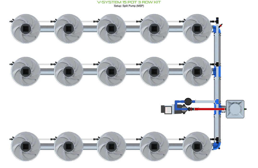 Alien Hydroponics V-SYSTEM 15 Pot 3 Row Kit