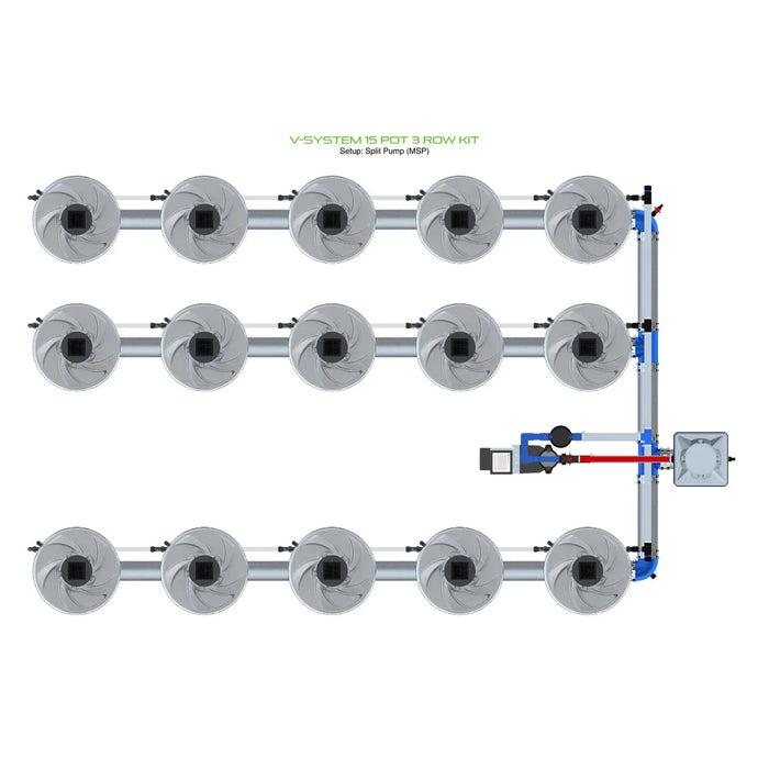 Alien Hydroponics V-SYSTEM 15 Pot 3 Row Kit