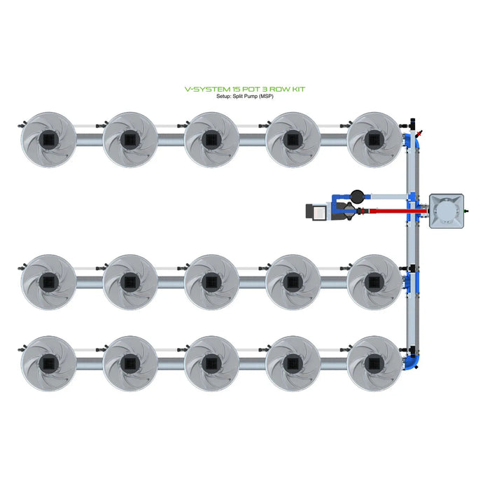 Alien Hydroponics V-SYSTEM 15 Pot 3 Row Kit