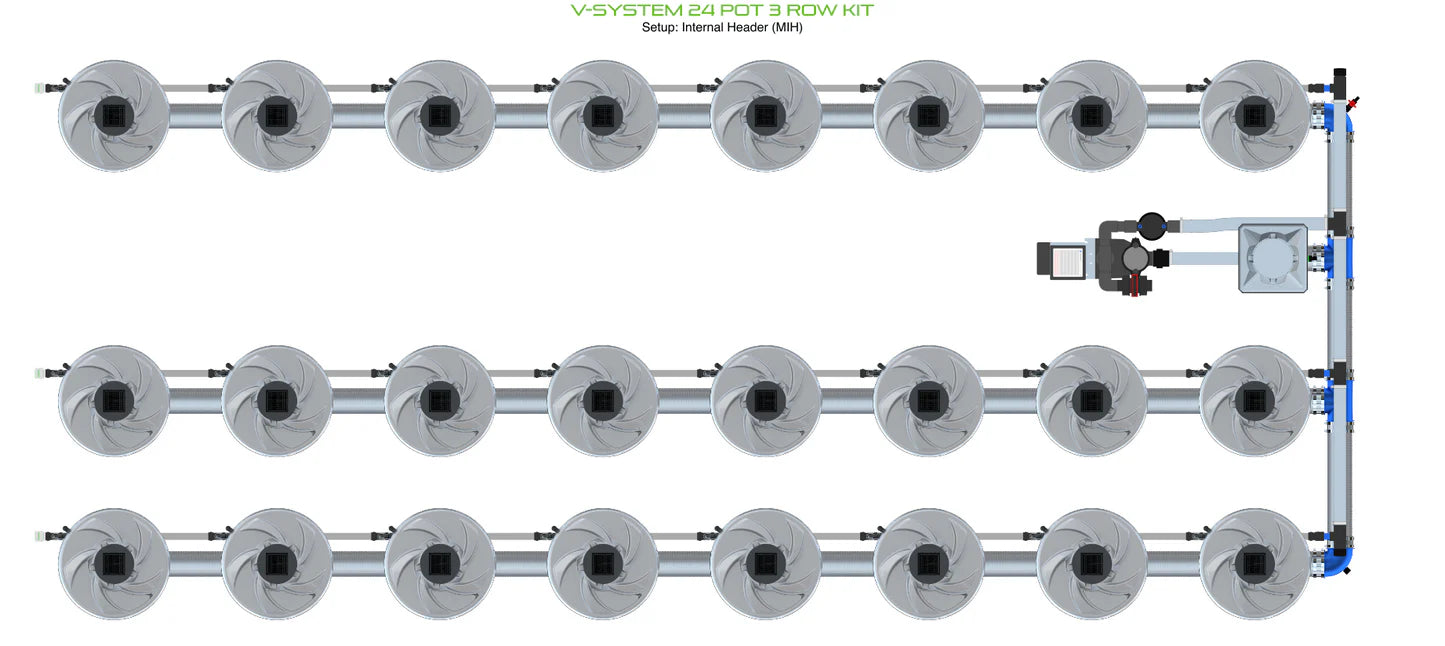 Alien Hydroponics V-SYSTEM 24 Pot 3 Row Kit