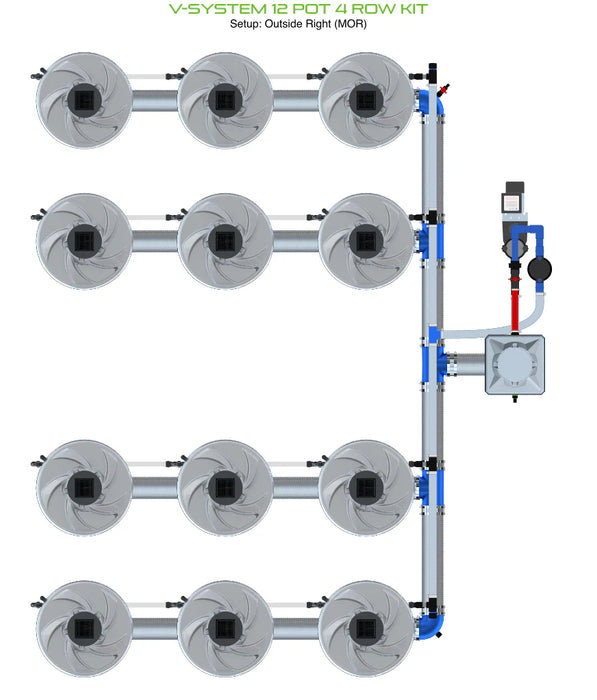 Alien Hydroponics V-SYSTEM 12 Pot 4 Row Kit